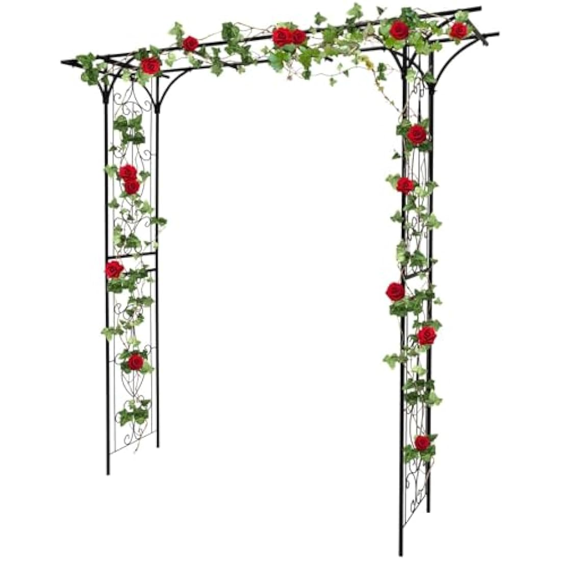 2 M Flat Top Garden Arch for Climbing Plant, Kalolary Heavy Duty Metal Garden Arch Arbor Wedding Trellis Archway Garden Tunnel Trellises Flower Vines Climbing Support for Lawn Backyard Patio Outdoor