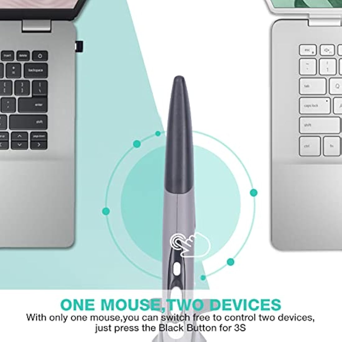 ASHATA Wireless Optical Mouse Pen, 2.4G USB Wireless Pen Mouse with Adjustable 800/1200/1600DPI, Creativity Extremely Handover Computer Stylus for PC Laptop(Black gray)