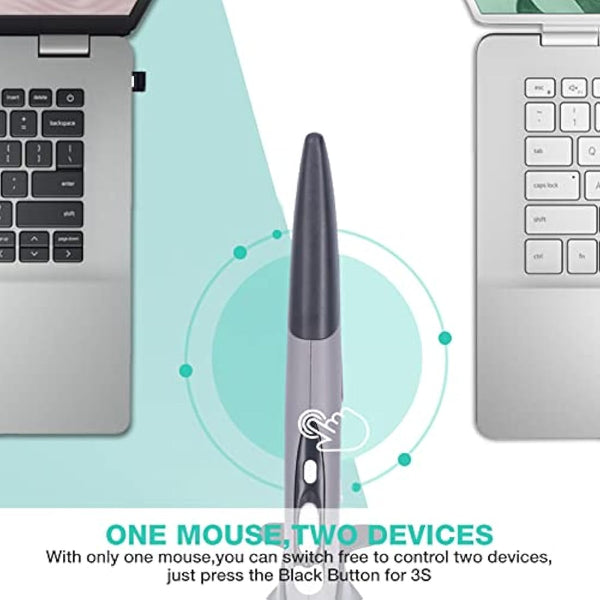 ASHATA Wireless Optical Mouse Pen, 2.4G USB Wireless Pen Mouse with Adjustable 800/1200/1600DPI, Creativity Extremely Handover Computer Stylus for PC Laptop(Black gray)