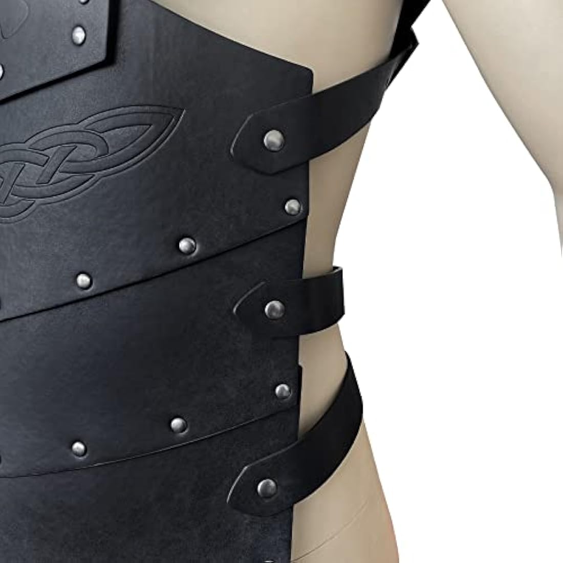 HiiFeuer Viking Faux Leather Embossed Chest Armor, Retro Medieval Knight Leather Armor for LARP/Cosplay (Black A)