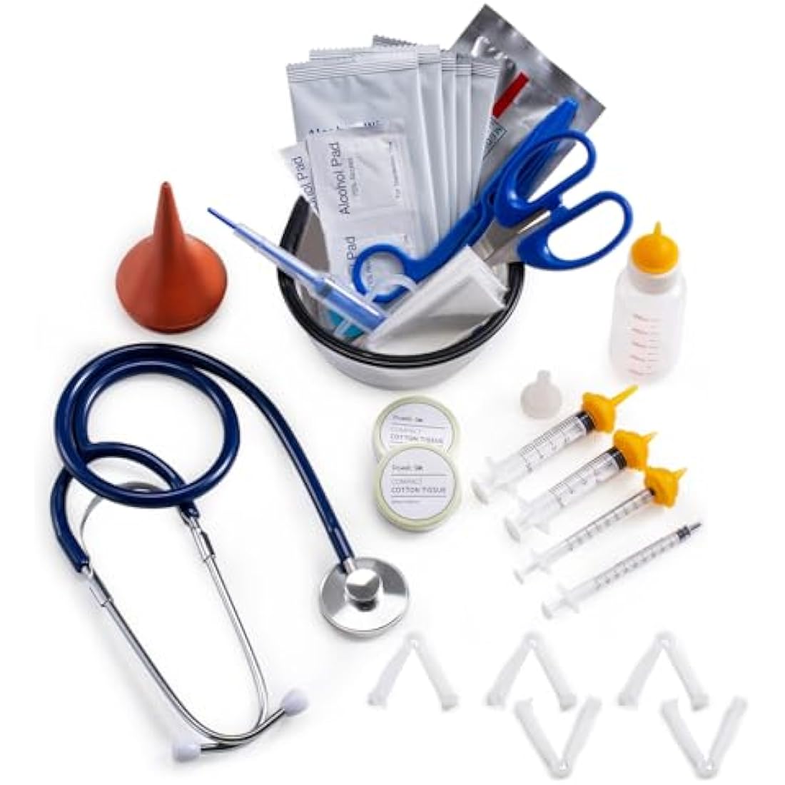 GSSFASHION Puppy Kitten Whelping Kit, Whelping Kit with Feeding Nipple Bottle Scissors Cord Clamps Aspirator etc Full kit