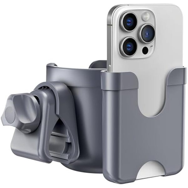 Guiseapue Pram Cup Holder: Universal Drink Coffee Cup Holder with Phone Holder Organiser for Stroller, Pushchair, Buggy, Bike, Wheelchair, Walker, Baby Essentials for Newborn, Gifts for Women, Mom