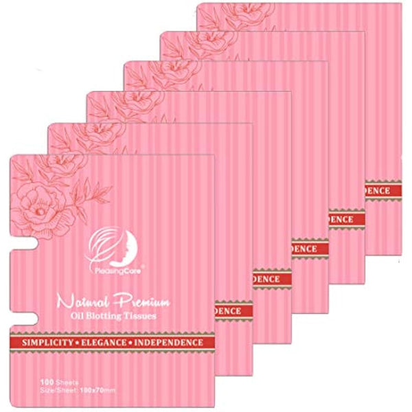 Natural Facial Oil Absorbing Tissues - Face Oil Blotting Paper Sheets (Rose - 6 Pack)