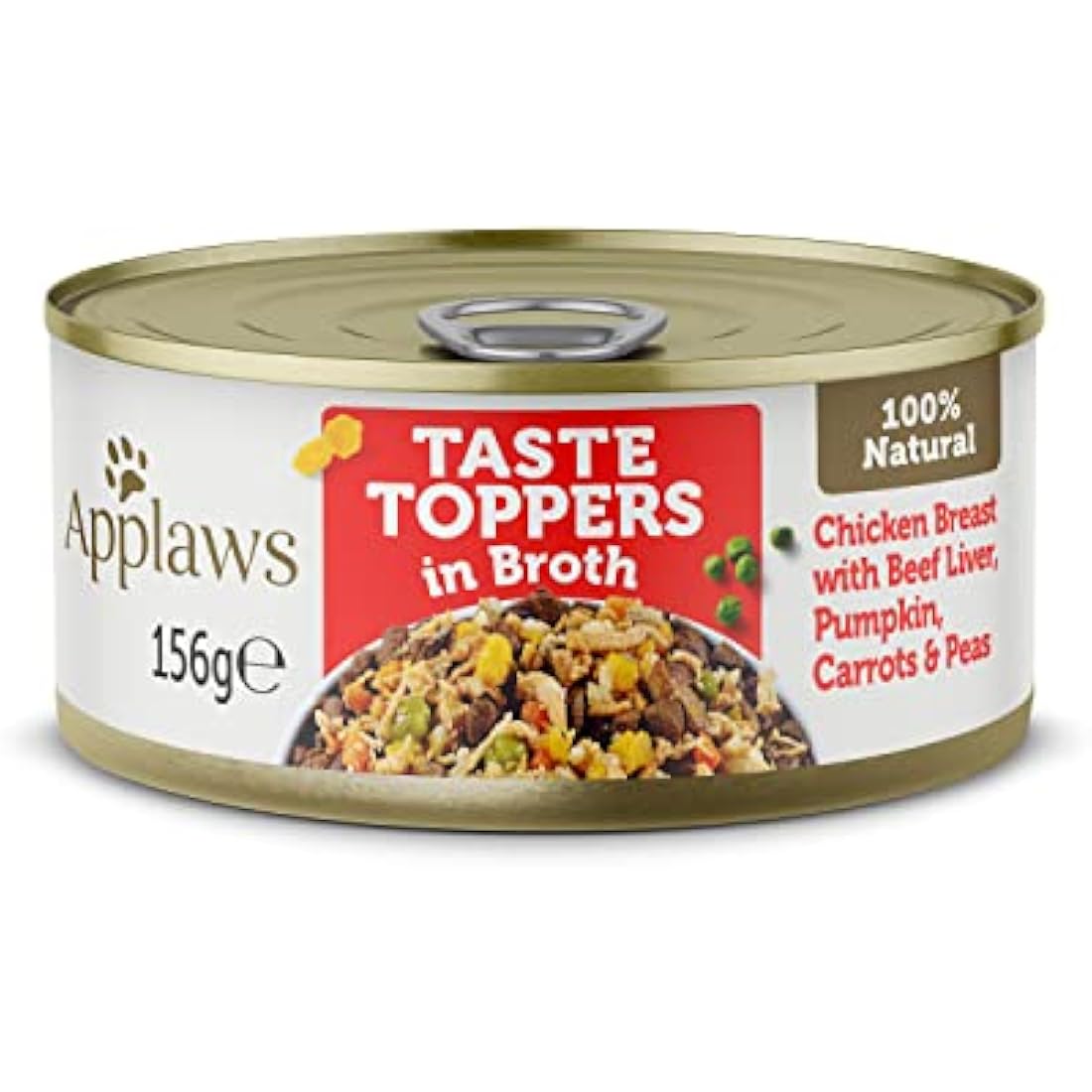 Applaws 100% Natural Adult Wet Dog Food, Chicken Breast with Beef Liver and Vegetables in Broth Tin (12 x 156g)