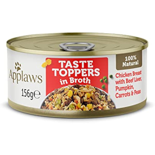 Applaws 100% Natural Adult Wet Dog Food, Chicken Breast with Beef Liver and Vegetables in Broth Tin (12 x 156g)