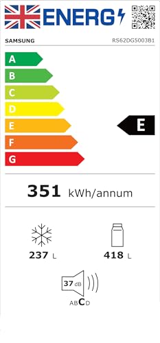 Samsung American Style Fridge Freezer with SpaceMax Technology, Power Cool and Power Freeze Technology, Black, RS62DG5003B1E