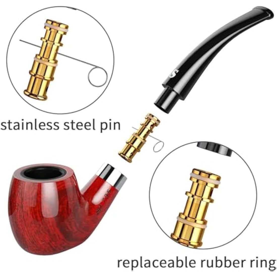 Joyoldelf Handmade Tobacco Pipe Set - Creative Smoking Pipe with Flat Bottom, Pipe Starter Kit for Beginner with Gift Box and Accessories