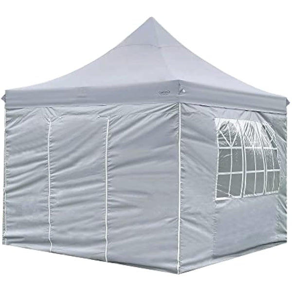 Waterproof Heavy Duty Premium Garden Gazebo with Sides - Choice of Colours - 3m x 3m Pop Up Outdoor Garden Shelter - PVC Coated - Travel Bag and 4 Leg Weight Bags (Stone Grey)