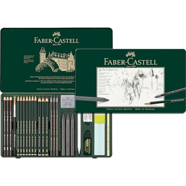 Faber-Castell Pitt Graphite 26-Piece Large Tin Professional Quality Set in a Metal Case