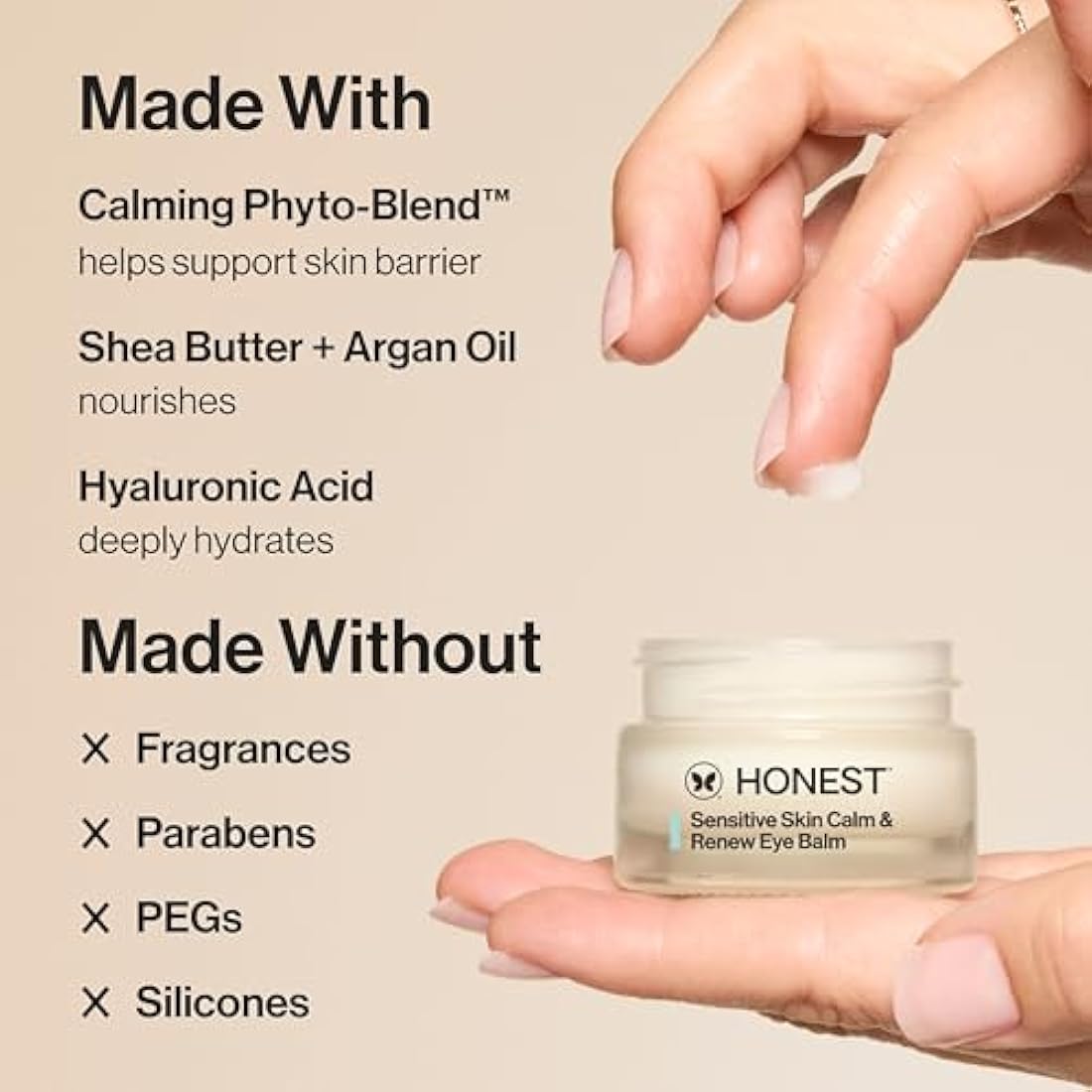 Honest Beauty Calm + Renew Anti-Aging Melting Eye Balm for Sensitive + Dry Skin | Shea Butter, Argan Oil, + Aloe | EWG Verified, Vegan + Cruelty Free | .5 fl oz