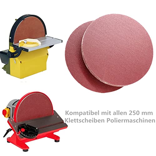 FEIHU 250mm Sanding Discs, Aluminium Oxide, Black, Hook & Loop, Grit 60/100/120/180/240/320, For Sander Polishers, Pack of 30