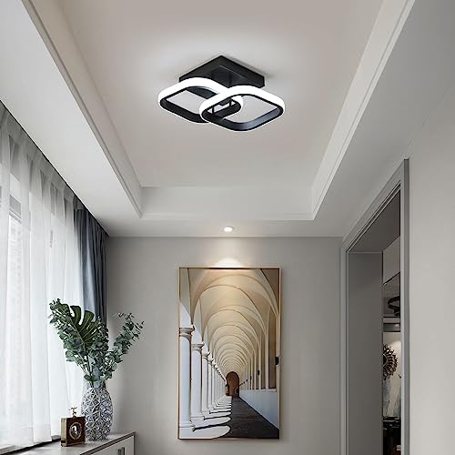 EIDISUNY Dimmable LED Ceiling Light Modern Square LED Ceiling Lamp with Remote Control, 3 Colour Temperature Adjustments, Ceiling Lighting Fixture for Kitchen Bedrooms Hallway Office - 22W Black.