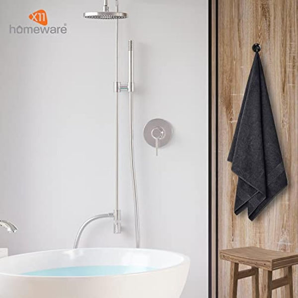 X11 Homeware Bath Towels Pack of 4 Egyptian Cotton Towel Set Highly Absorbent Soft Bathroom Towels Set of 4 Ring Spun Cotton Quick Dry Large Towels (Black)