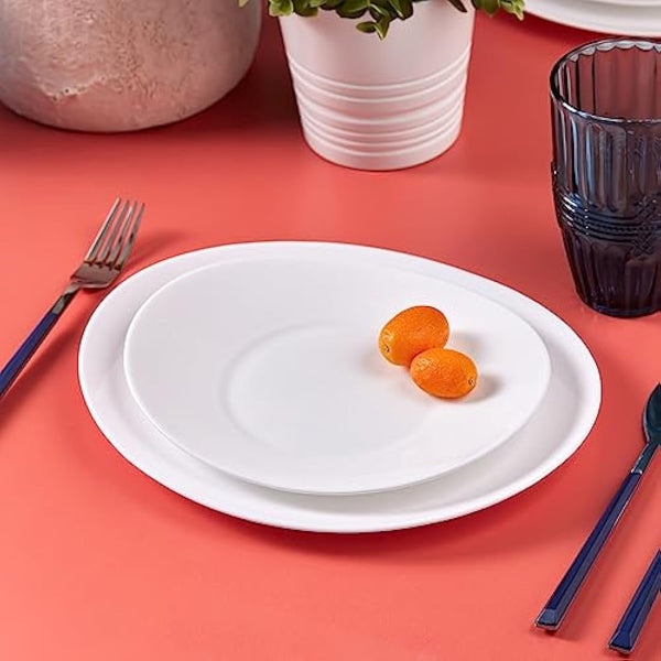 Karaca White Pure 24-Piece Glass Dinner Set for 6 People, Elegant Dinnerware, Heat-Resistant Tableware with Dinner Plates, Pasta, Cereal/Soup Bowls and Dessert/Side Plates