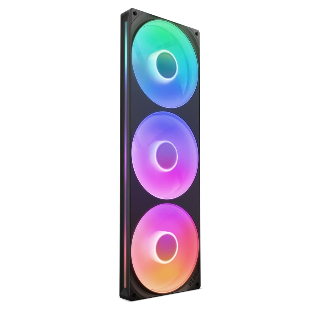 NZXT F420 RGB Core - 420mm Single-Frame Fan Unit with 3 x 140mm RGB Fans - Speed & Lighting Control - High Static Pressure & Airflow - Fluid Dynamic Bearings - 8 aRGB LEDs Per Fan - White
