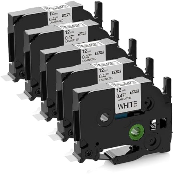 5X Upwinning TZe-231 TZe231 White PT-H110 Label Printer Tape 12mm Compatible with Brother P-Touch Label Tape 12mm 0.47, Tze 12 mm Black on White for Brother PTouch P300BT H200 H105 H101C 1000 1010