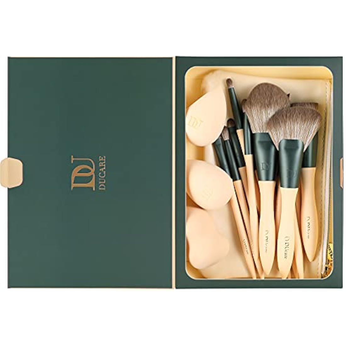 DUcare 14 Pcs Makeup Brush Set - File Series Extremely Comfortable Brown Hair Professional Kabuki Gift Pack