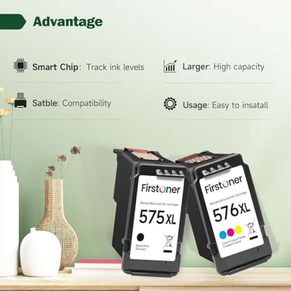 Firstoner PG-575XL CL-576XL Printer Cartridges Multipack, PG-575XL CL-576XL Printer Cartridge Replacement for Canon 575 576 Cartridges for PIXMA TS3550i TS3551i TS3750i TR4750i TR4751i TR4755i TR4756i