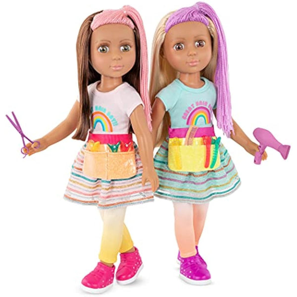 Glitter Girls – 14-Inch Hairdresser Doll – Brown & Pink Hair – Blow Dryer, Hair Clips & Hairstyling Accessories 3+ Years – Lara