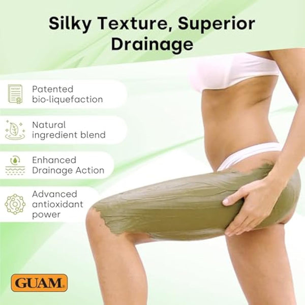 GUAM Cellulite Seaweed Mud Dren Plus for Legs, Buttocks & Arms - 500g Anticellulite Body Mask Target Fat Deposits, Swelling and Signs of Aging - Slimming, Skin Firming Antioxidant Cellulite Remover