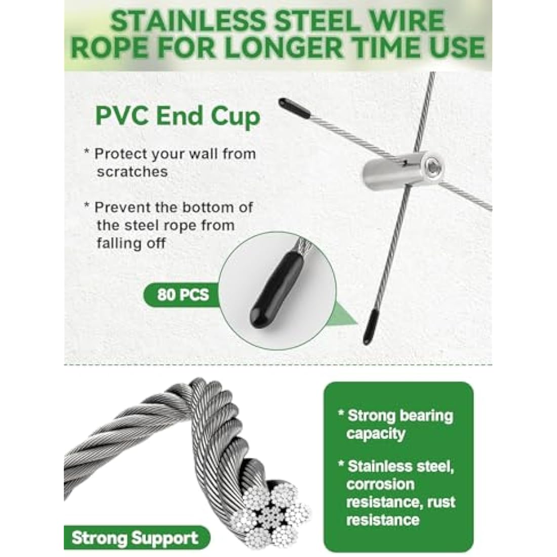 185PCS Garden Wire Trellis for Climbing Plants, Kalolary 30M Stainless Steel Heavy Duty Wire Trellis Kit Wall Plant Climbing T316 Steel Wire Rope Cross Clamp Cable Trellis System Kit for Flower Vines