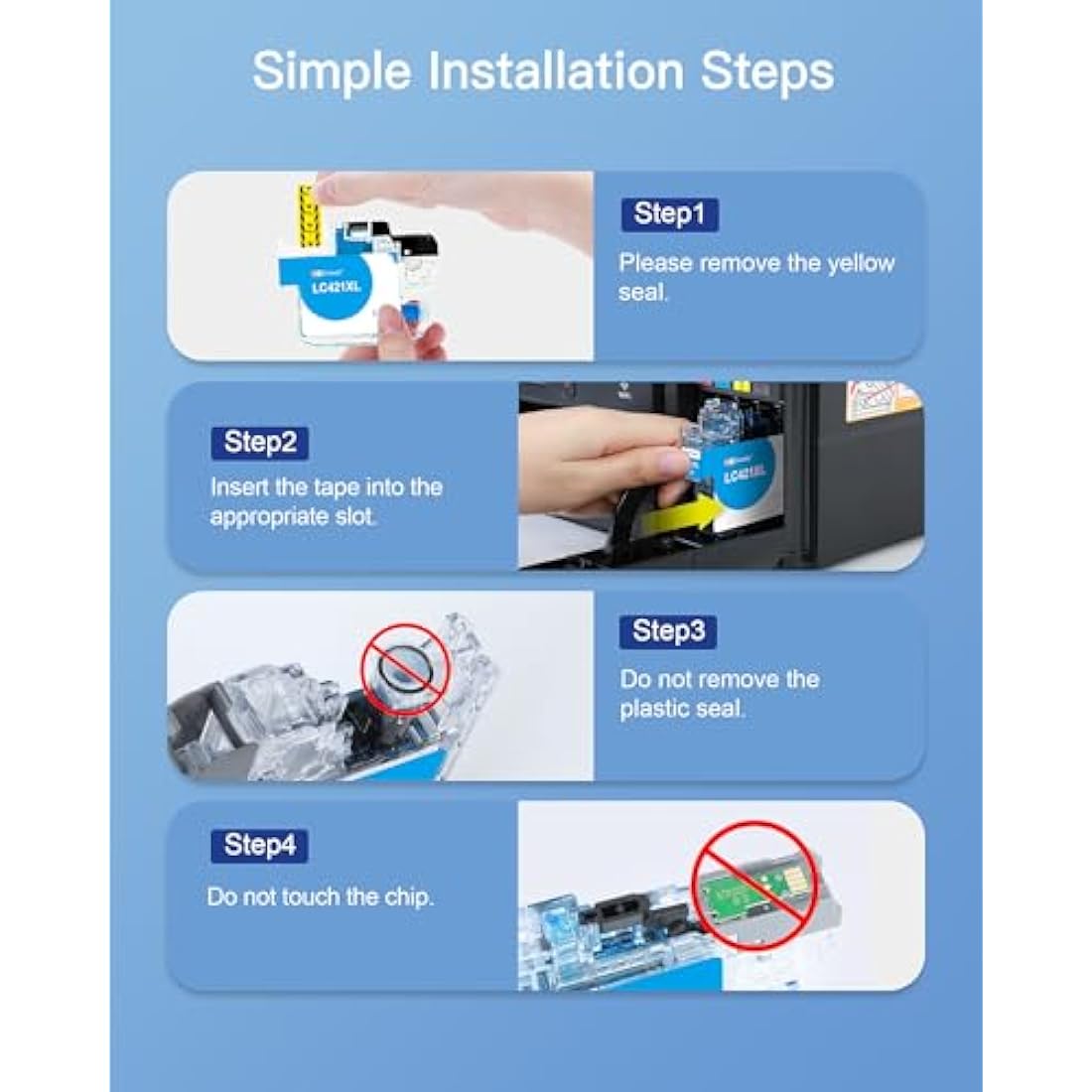 GPC Image LC421XL Compatible Ink Cartridges for Brother LC421 XL LC-421XL Multipack for Brother DCP-J1050DW DCP-J1140DW MFC-J1010DW (2 Black, 2 Cyan, 2 Magenta, 2 Yellow, 8-Pack)