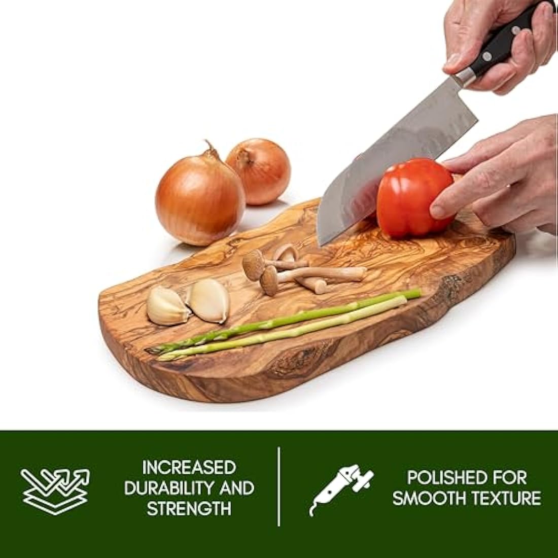 Erreke Wooden Chopping Boards, Handmade Natural Olive Wood Chopping Board, Serve or Chop Food, Large Wooden Cutting Boards, Barbecue Cheese Bread, Artisanal Mediterranean Style, 39x18 cm