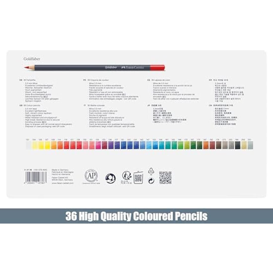 Faber-Castell Goldfaber, Colour Pencil Set, Tin Of 36 & Sketch Pad, A4, Gummed Paper Pad 100 GSM, 50 Sheets