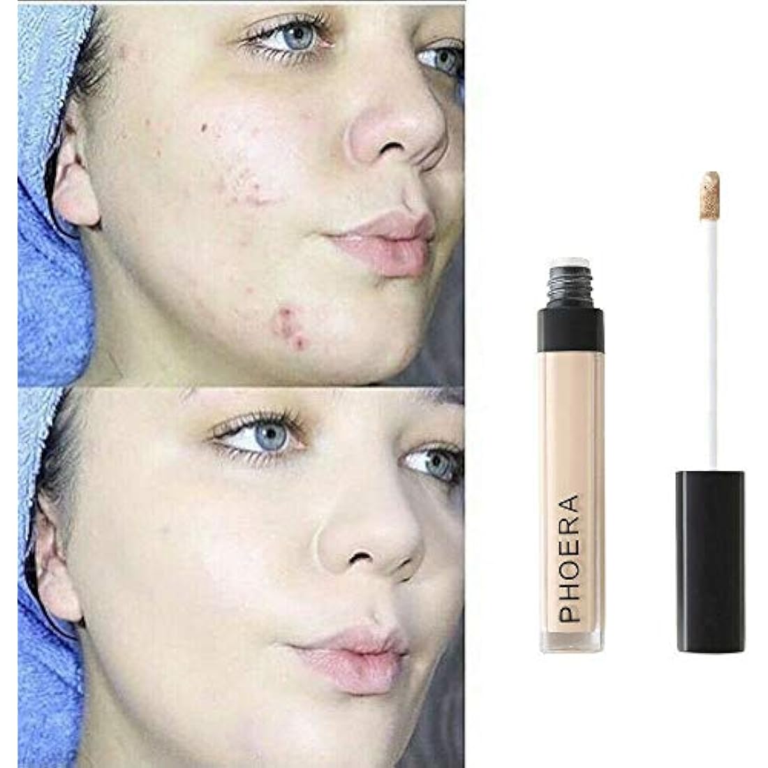 Phoera Full‑Coverage Matte Liquid Concealer – Waterproof, Oil‑Free Camouflage for Dark Circles, Acne Scars & Under‑Eye (108 - Amande)