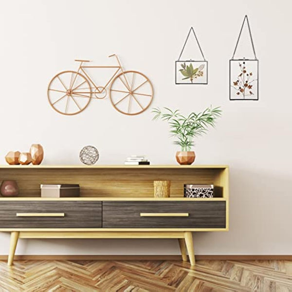 SUMTree Set of 2 Black Glass Hanging Photo Picture Display Frame, Floating Glass Picture Frame with Chain for Family Tree Mini Photo, Gallery Wall Art Work, Pressed Flower, collage, etc, 5 * 7 inch