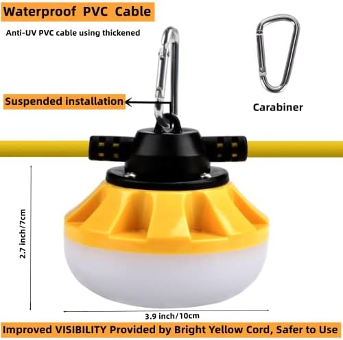 LED Work Light 100FT 100W Construction String Light 10 Integrated Lights 5000LM IP66 Waterproof LED Security Light Industrial Grade for Construction Sites Docks Fishing Boat Tunnel [Energy Class F]