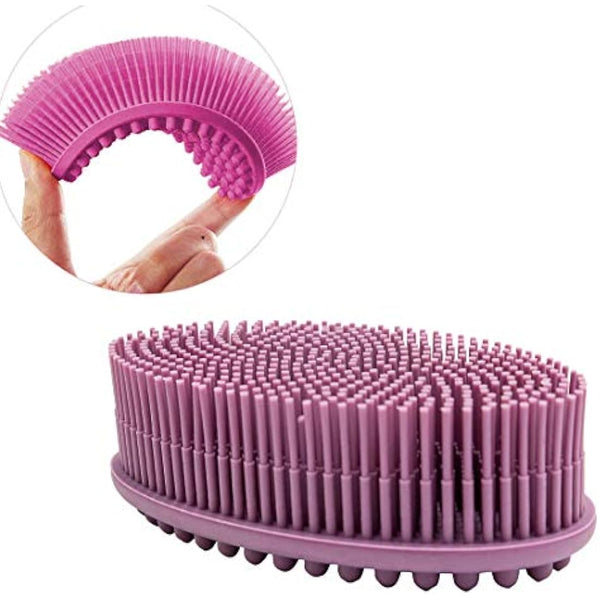 Body Brush,Silicone Body Bath Brush Double Side Back Scrubber Handle Bath Shower Brushes Scrubbers with Ultra Soft Bristles,Non-Slip