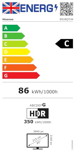 Hisense 55 Inch 4K Mini-LED TV 55U6NQTUK - Quantum Dot Colour, Dolby Vision Atmos, Hi-View Engine, FilmMaker Mode, Vidaa OS with Voice Control, Freely, Youtube, Netflix and Disney+ (2024 Model)