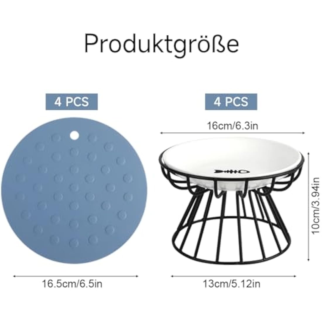 Dorakitten 4Pcs Cat Bowl, Ceramic Raised Cat Food Bowl, Elevated Pet Bowl,Anti Vomiting Cat Feeding Bowl, Non Slip Cat Dish, Protect Pet's Spine Make Cats Feel Comfortable, Dishwasher Safe