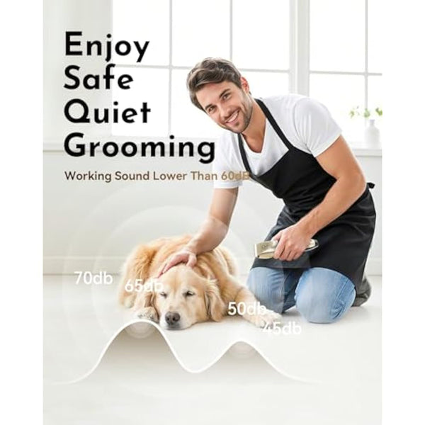 Dog Clippers, Rechargeable Low Noise Cordless Pet Clippers, with 4 Guide Combs and Cleaning Brush Nail Kits