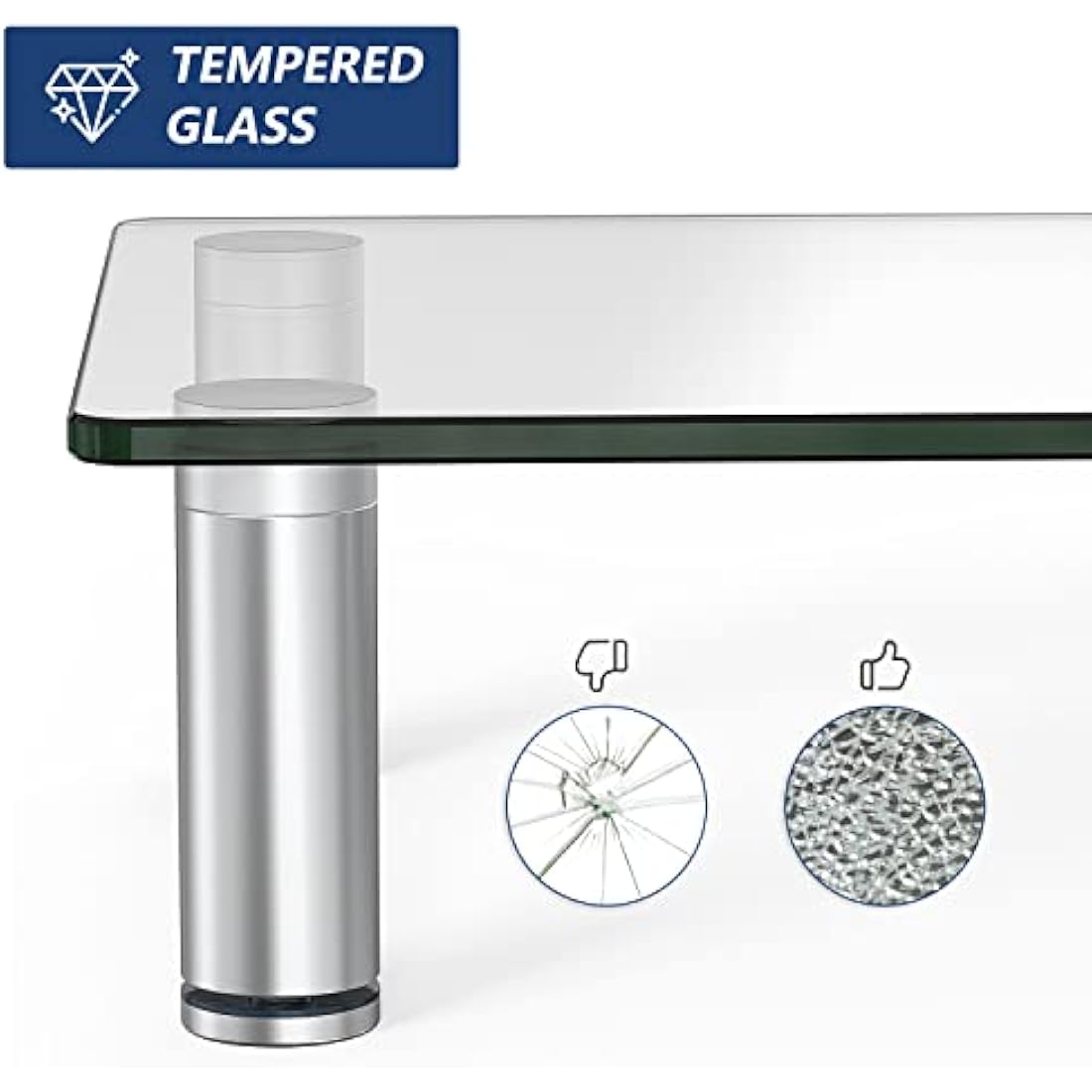 FITUEYES Dual Monitor Stand Glass Height Adjustable PC Laptop Computer Screen Riser, Desk Organzier, 2 Pack-38.5x24x7.5cm