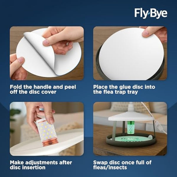 Fly-Bye Flea Trap Sticky Discs (24 Pack) – Non-Toxic Replacement Pads for Home Fleas Trap – Safe Alternative to Flea Sprays & Bombs