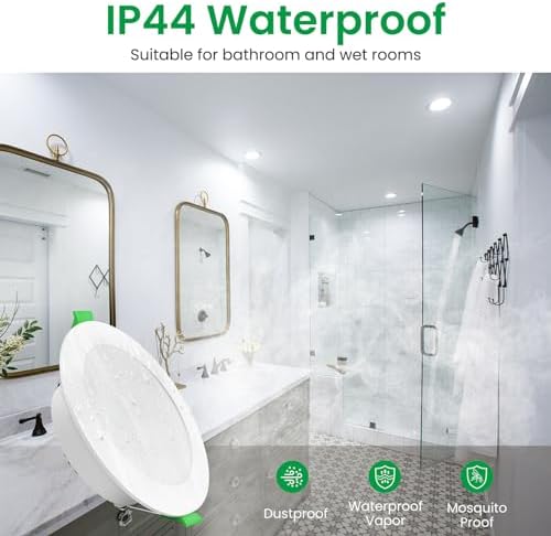 ALUSSO LIGHTING LED Downlights Dimmable Recessed Ceiling Lights 10W 1050lm High Brightness, 3000K Warm 4000K Neutral 6500K Cool White Bathroom Spot Lights Ceiling Ultra Slim Spotlights IP44, 6 Pack