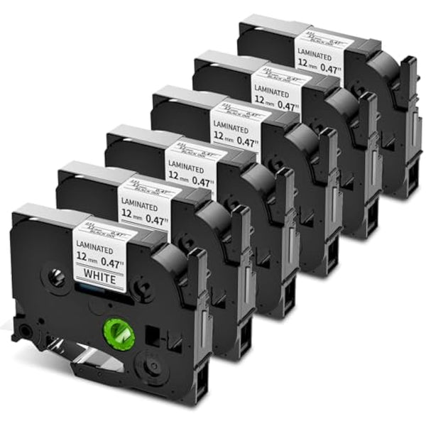 6X Upwinning Aze Label Tape 12mm Compatible with Brother P Touch Label Tape TZe-231 TZ 12mm 0.47 White Laminated Tape Cassette Replace for Brother P-Touch Label Printer 1000 H105 H107 E110 H200 D210