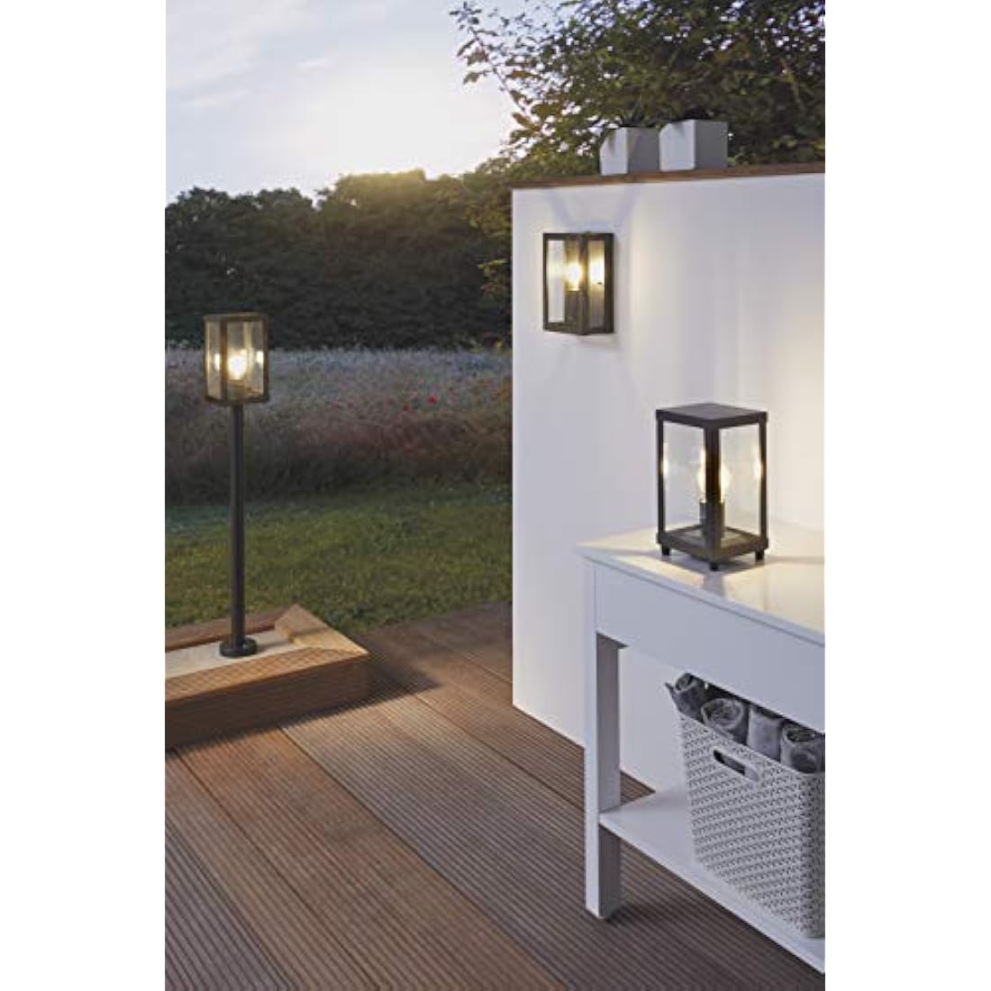 Eglo Alamonte 1 Outdoor Lamppost, Black Glavanized Steel and Clear Glass Driveway Light, Electric Garden Lighting, E27 Socket, IP44