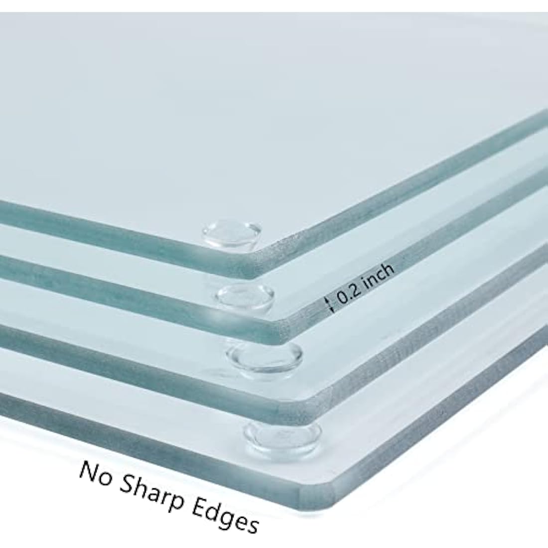 Hacaroa 4 Pack Tempered Glass Cutting Board with Rubber Feet, Rectangle Non-Slip Chopping Board, Long Lasting Clear Glass Tray for Kitchen Countertop, Table, Shatter-Resistant, Heat-Resistant, 2 Size