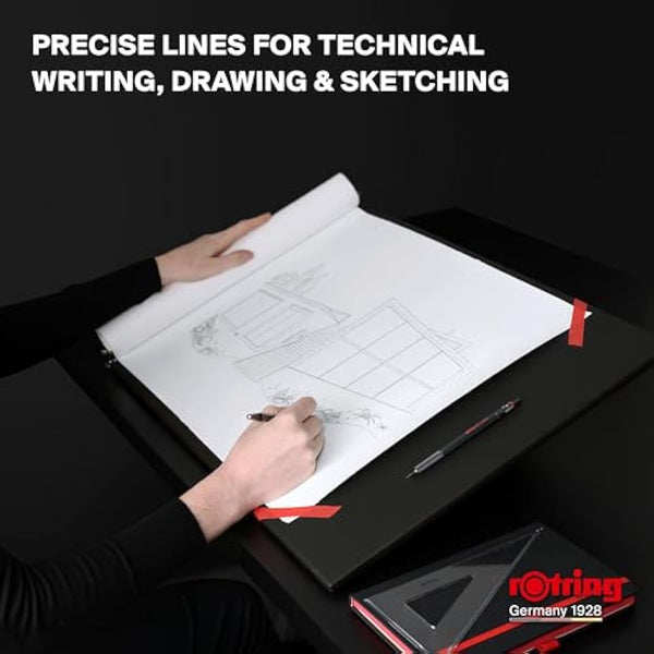 Rotring 600 Mechanical Pencil | HB Lead, 0.5 mm | All-Metal Body Propelling Pencil | Dark Stone | Non-Slip Knurled Grip & Hexagonal Barrel