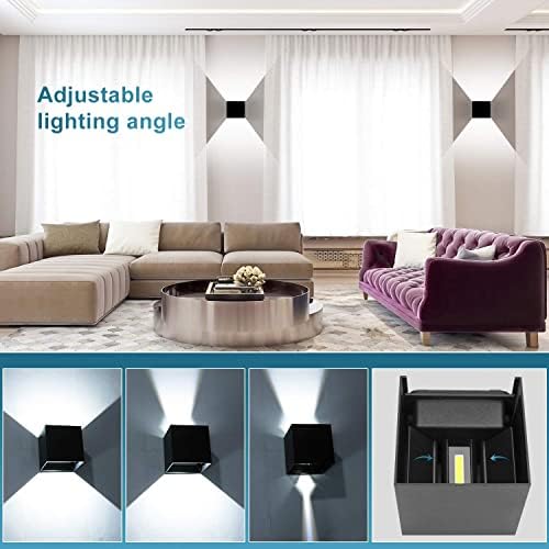 CANMEIJIA LED Outdoor Wall Lights 12W, Waterproof IP65 Outside Wall Lights Adjustable Beam Aluminum Black Wall Lamp 6500K White Light for Garden Bathroom Bedroom Living Room(4 Packs)