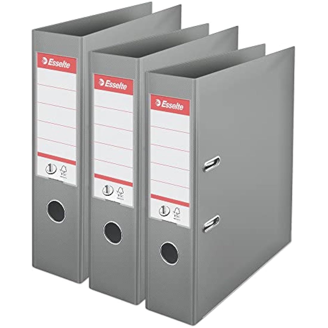 Esselte VIVIDA A4 Lever Arch File, 75 mm Spine, 500 sheets Capacity, PP, Plastic Cover, Files & Folders, Grey, 3 Pack, 624284