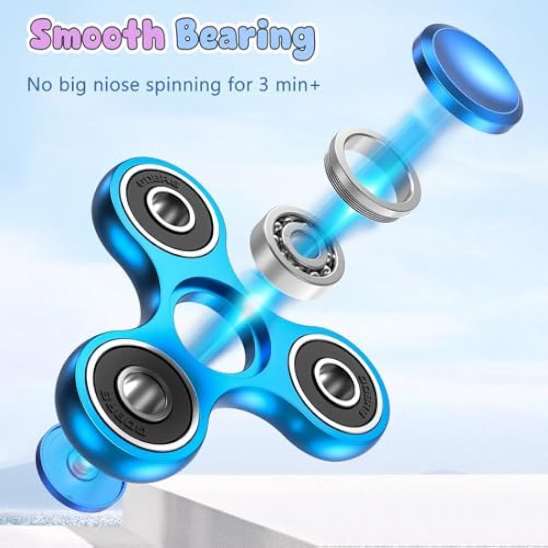 Aolcev Fidget Spinner Metal Fidget Toy Stainless Steel Fast Bearing 2-5 Minutes Spins Hand Spinner Tri Finger Gyro Toy EDC ADHD Focus Anxiety Stress Relief Toys Gifts for Kids Adults-Blue