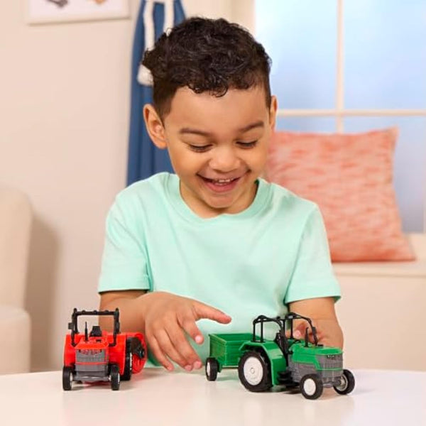 Driven - Micro Tractor - Green Toy Tractor with Light, Sound, & Detachable Trailer Farm Vehicle Toy for Kids 3+ (2 Pc)