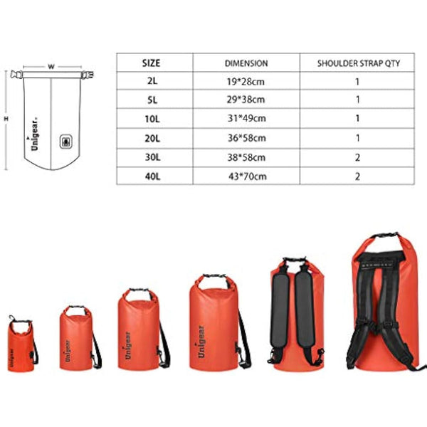 Unigear Waterproof Bags/Waterproof Bags/Dry Bag (2L/5L/10L/20L/30L/40L) for Outdoor Activities and Water Sports, Camping, Boating, Kayaking, Fishing with Waterproof Phone Pouch