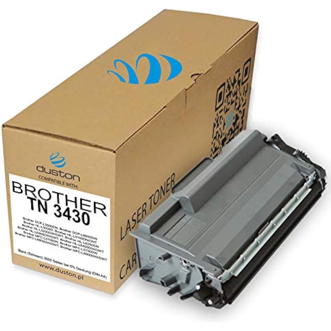 duston 2x TN3430, TN-3430 black toner compatible with Brother DCP-L5500 L6600 HL-L5000 L5100 L5200 L6250 L6300 L6400 MFC-L5700 L5750 L6800 L6900