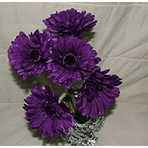 6 x Artificial Single Stem Purple Gerbera with Big Bloom - very dramatic - home garden
