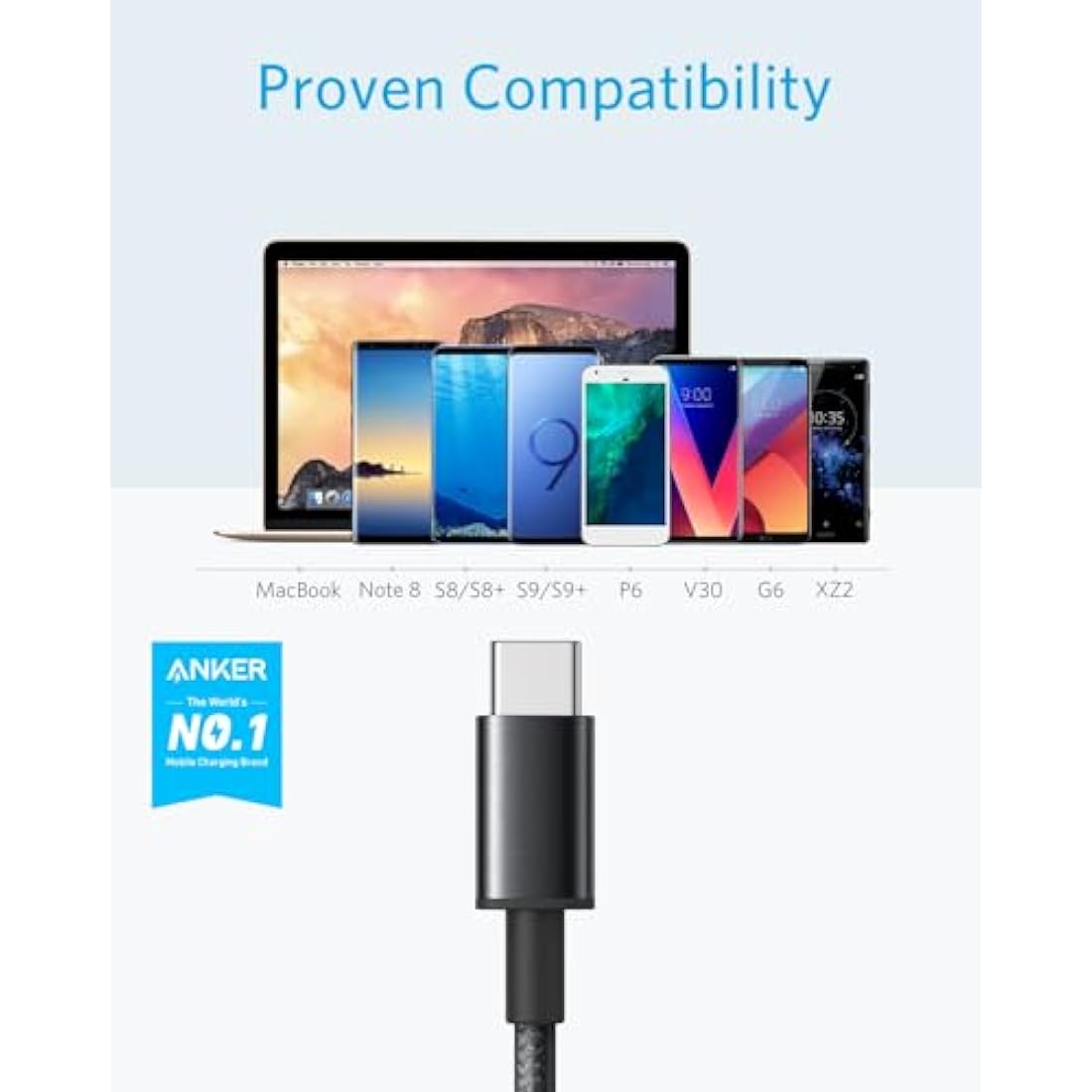 Anker USB-A to USB-C Charger Cable 2 Pack (3ft Nylon), 331 Cable, USB C to USB 2.0 Double Braided Nylon Type C Charging Cable for Samsung Galaxy S8 S8+ S9 S9+, HTC 10, Sony XZ, LG V20 G5 G6, Xiaomi 5